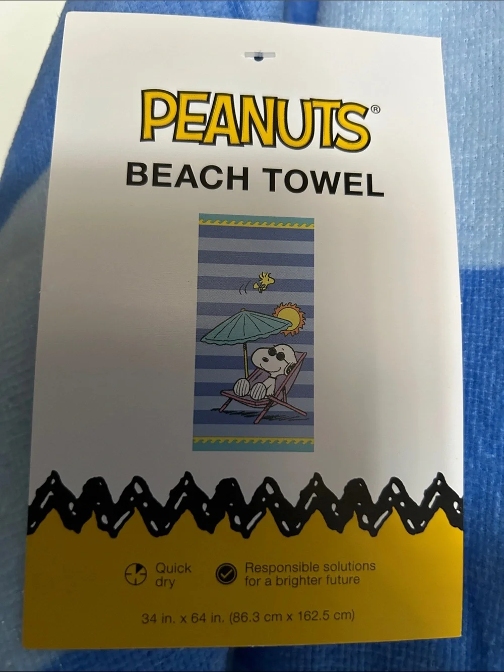 Peanuts Snoopy Summer Towel - Blue, Teal, Yellow, Pink